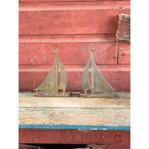 Brass Sailboat Bookend Decor
